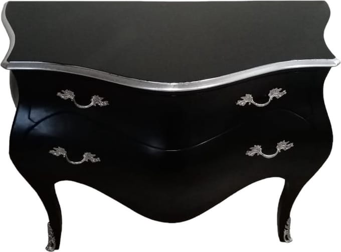 Barok luxe commode - zwart zilver
