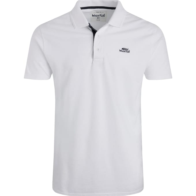 Weird Fish Heren Miles Pique Organic Poloshirt (Wit)