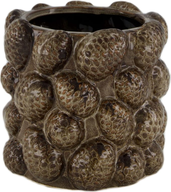 Bloempot pinecone keramiek 16x16x15cm - Dark brown