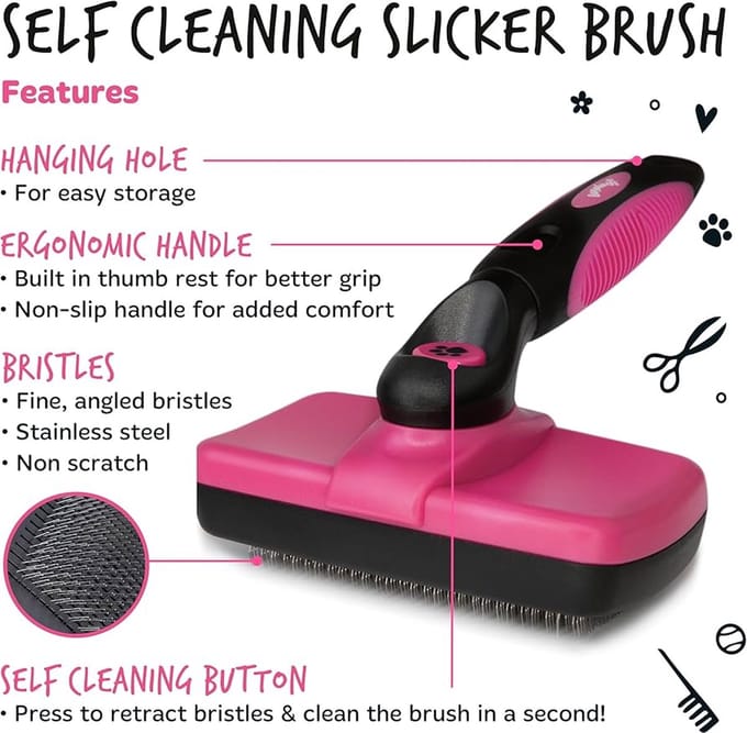 Bugalugs Pet Slicker Brush for Dogs & Cats