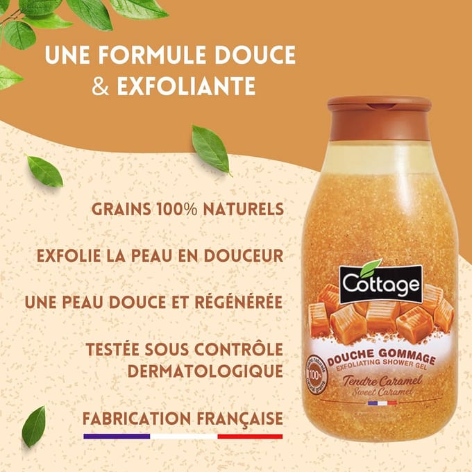 Natuurlijke Douche Scrub met Karamel Geur - Zachte Peeling Korrels - 270 ml