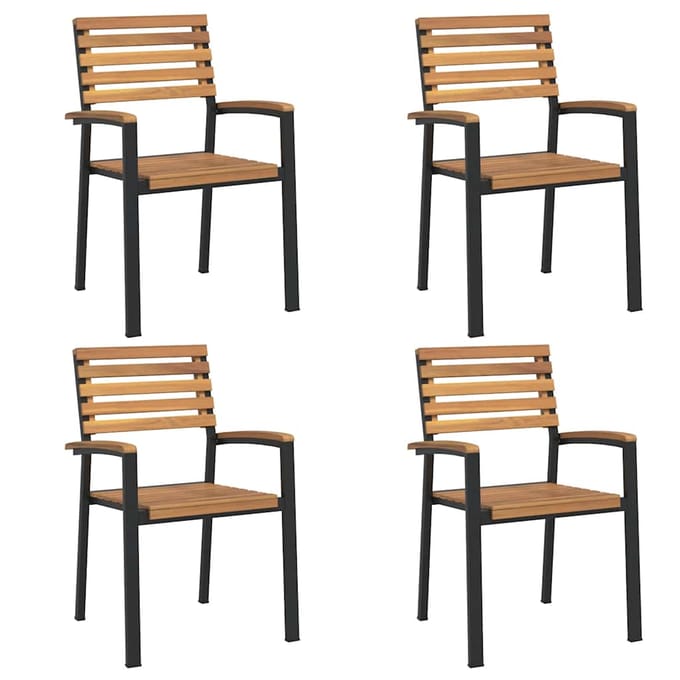 vidaXL - 5-delige - Tuinset - massief - acaciahout - en - metaal