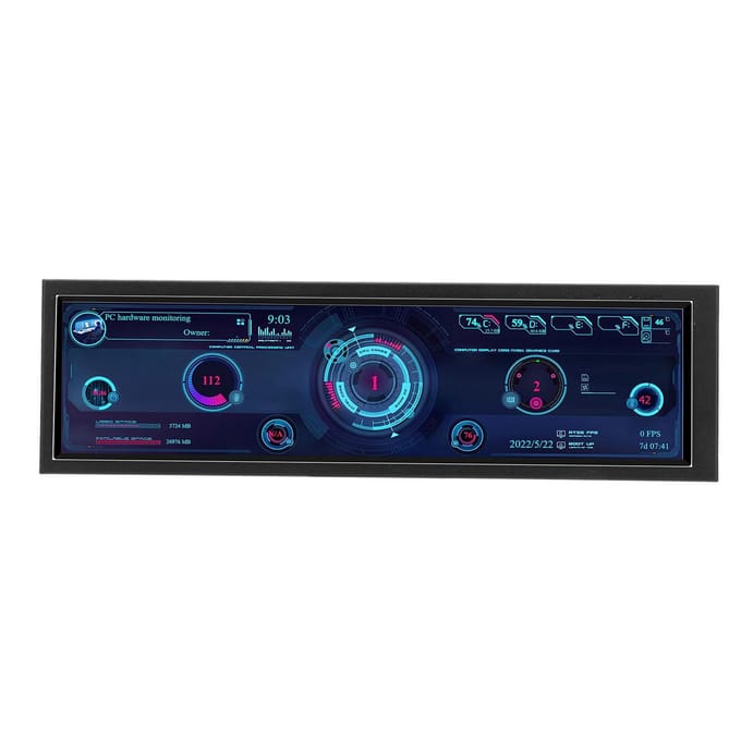 8,8 inch IPS-scherm 1920x480 CPU GPU SSD Data Temperatuurmonitor Chassis Subscherm voor Windows black
