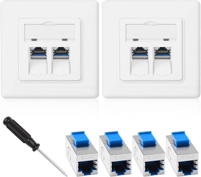 Netwerkdoos Inbouwset - Keystone Modules - Internet Aansluiten - 10 Gbps Snelheid - 2 Stuks - Wit