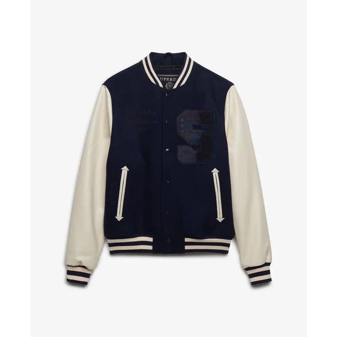 Superdry Vintage Patched Varsity Jas Blauw S Man