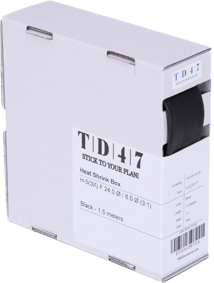 TD47 Krimpkous Box H-5(3x)-F 24.0Ø / 8.0Ø 1,5m - Zwart