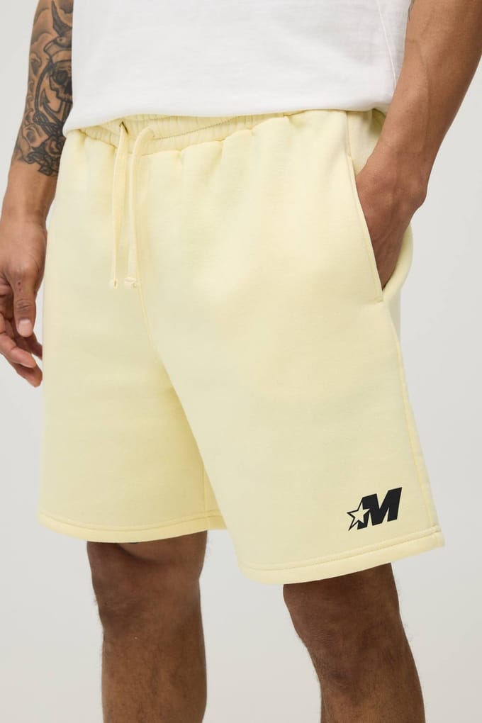 Baggy Fit M Star Jersey Short | Yellow | Size Small