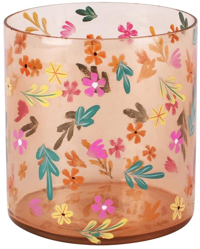 Dekoratief | Theelichthouder 'Beloved Blossom', transparant, glas, 13x13x14cm | A258381