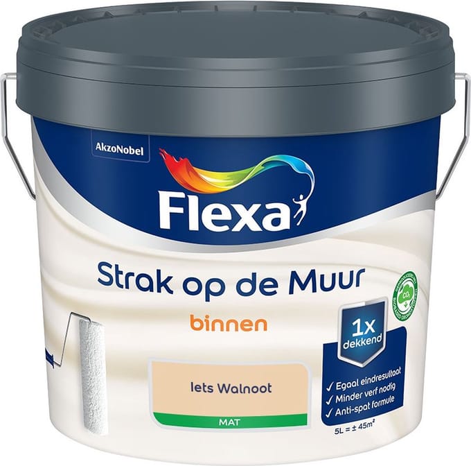 Flexa - Strak Op De Muur Binnen Mat - Iets Walnoot - Mengverf - 5 L