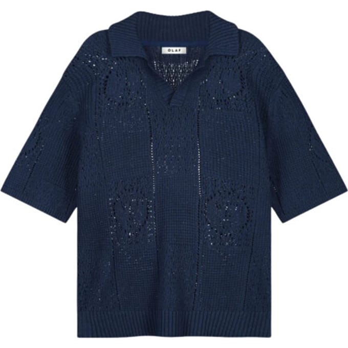 Olaf Face Logo Knit Polo Polos Donkerblauw M240702