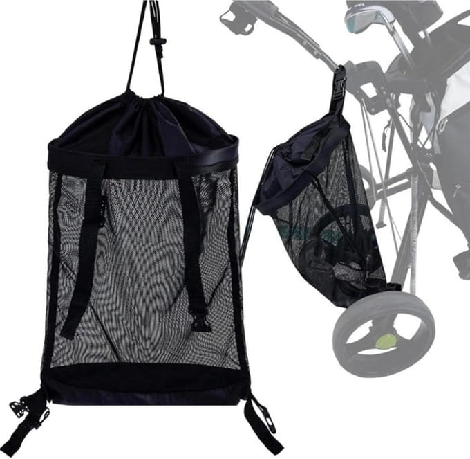 Golftas Organizer - Opbergtas Trolley - Golf Accessoires - Robuust Polyester Mesh - 48 x 40 cm - Zwart