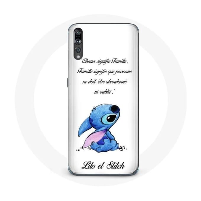 Hoesje voor Huawei p20 Lilo en Stitch Ohana Quote Wit