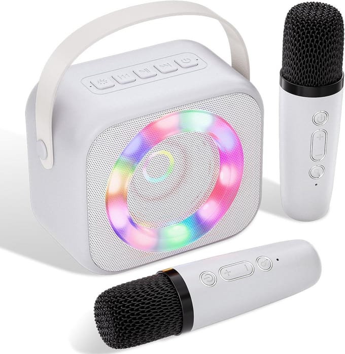 Draagbare Karaoke-Machine met 2 Microfoons en Touchscreen - Oplaadbare Draadloze Luidsprecer voor Kinderen en Volwassenen