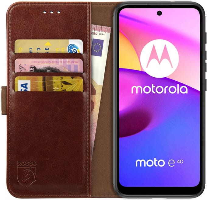 Rosso Element Motorola Moto E30/E40 Hoesje Book Cover Wallet Bruin