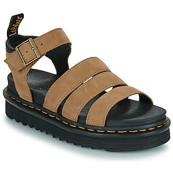Sandalen met sleehak Dr. Martens Blaire Savannah Tan Tumbled Nubuck
