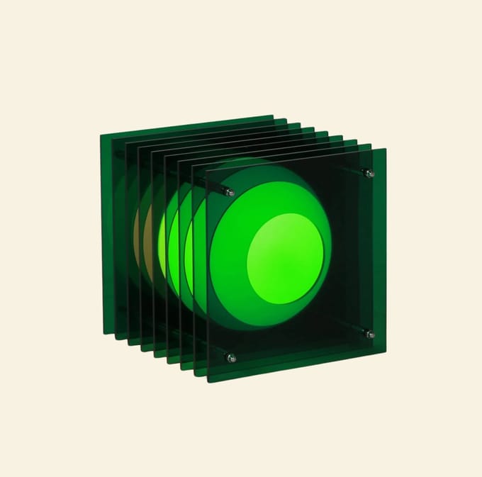 BaNG LOP - Design Tafellamp - Groen - Acryl - Mid Century Modern Lamp - Vierkant - Retro & Space Age Design