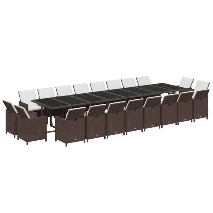 vidaXL - 21-delige - Tuinset - met - kussens - poly - rattan - bruin