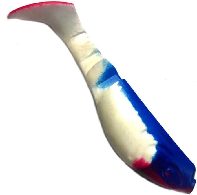 Rubberen Vis - Softbait Gummiaas - Vissen op Roofvis - Effectief Loopgedrag - 10 stuks - Wit Blauw Rood