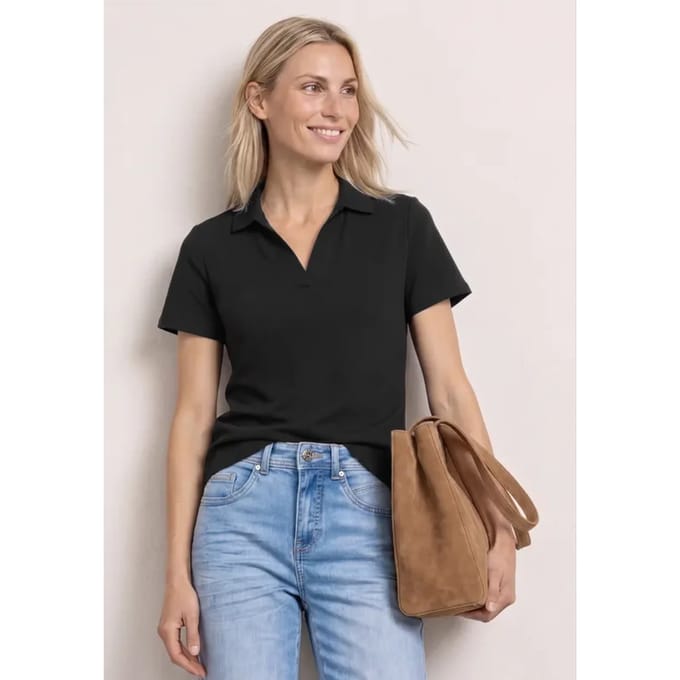 Poloshirt met korte mouwen en gespleten hals