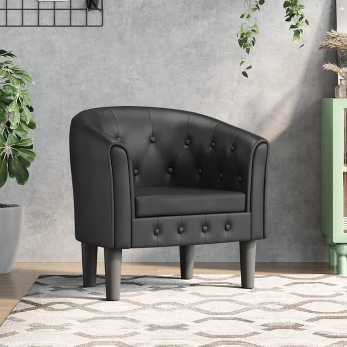 Vidaxl Clubfauteuil, Zwart, Bekleed met Kunstleer