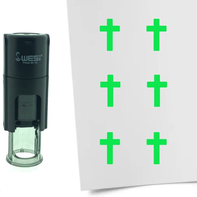 CombiCraft Stempel Kruis / Christendom 10mm rond - Groene inkt