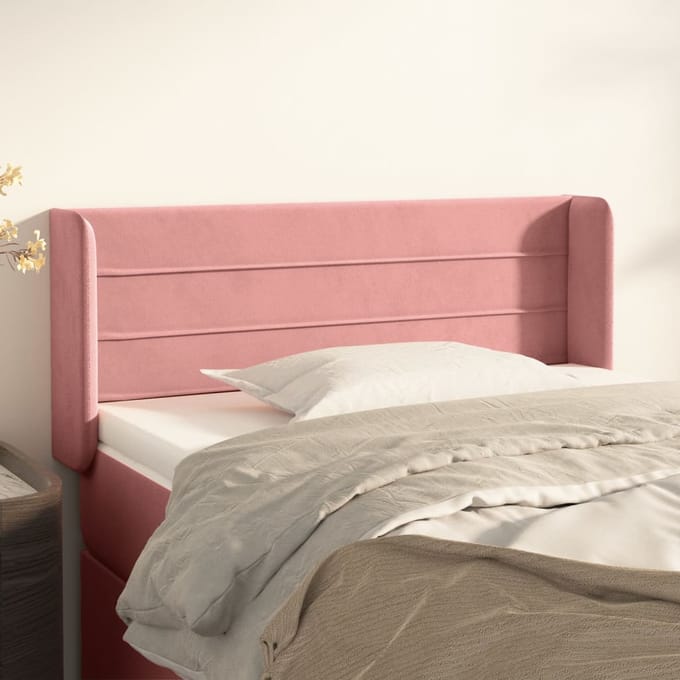 vidaXL - Hoofdbord - met - randen - 103x16x78/88 - cm - fluweel - roze