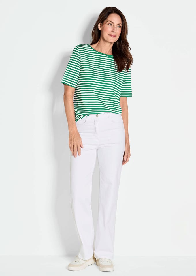 Gestreept shirt van viscose-jersey - groen / wit / gestreept - Gr. 40 van Goldner Fashion