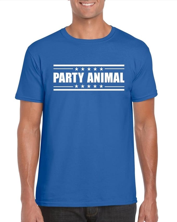 Party animal t-shirt blauw heren XXL