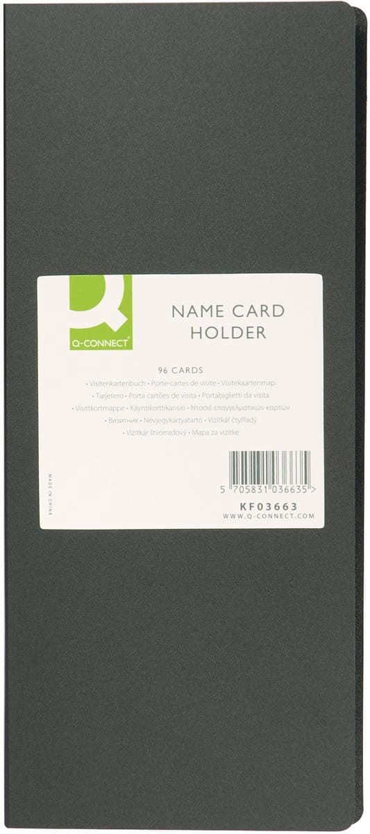 Q-CONNECT visitekaartenmap | Ft 11 x 26 cm | voor 96 kaarten | zwart