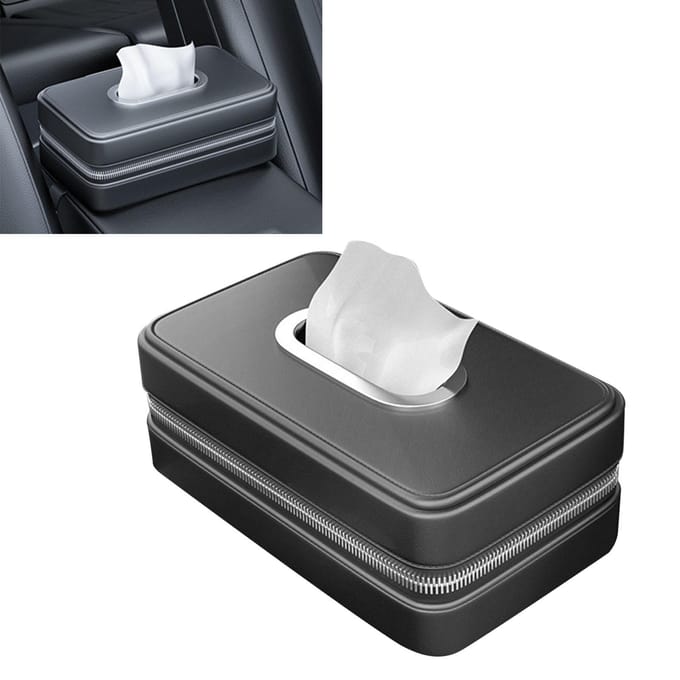 Auto Tissuehouder Eenvoudige Look Flexibele Installatie Auto Servethouder Doos voor Voertuig gray
