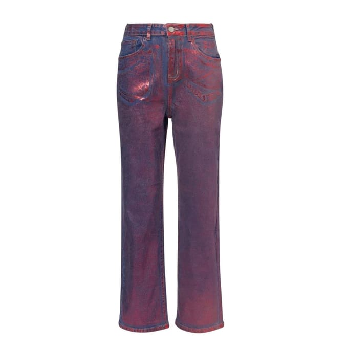 AmyLynn Dames Lupe Metallic 5 Pocket Jeans (Rood)