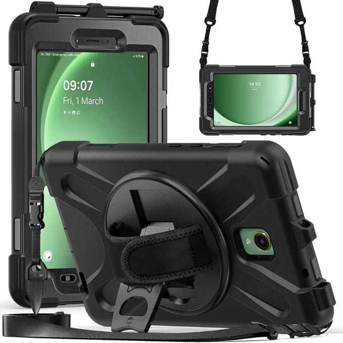 Accezz Full Protective backcover met strap voor de Samsung Galaxy Tab Active 5 - Zwart