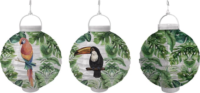 LED Lampion - 3 stuks - Ø20cm - Print Jungle