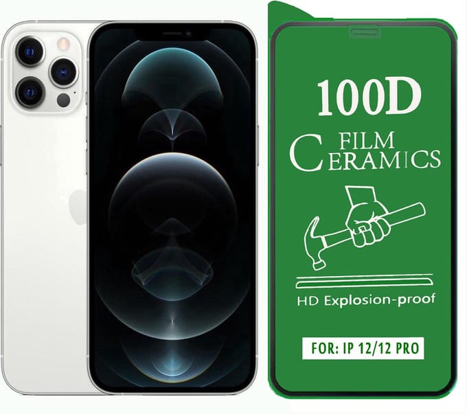 IPhone 12 Pro Screenprotector Folie Anti-Shock 100D HD Explosion-proof Ceramics Protector Film -2 STUK