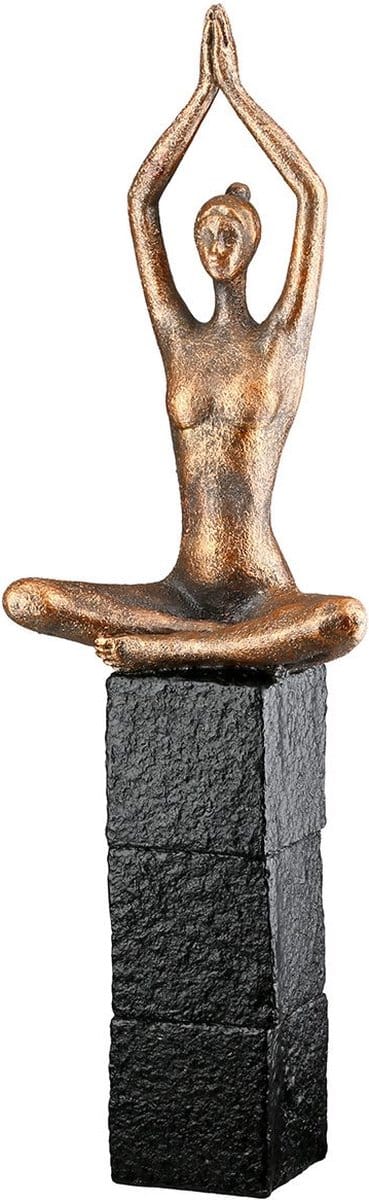 beeld women zen - 7x11x35 cm poly - zwart en goud