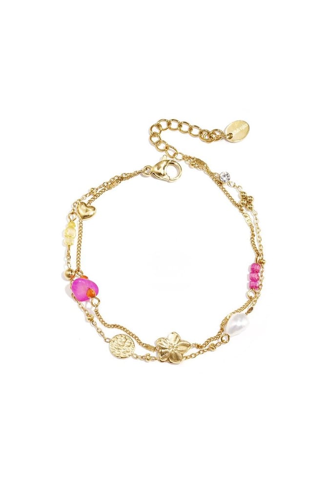 Yehwang - Bedelarmband met steentjes, kraaltjes en munt - Goud