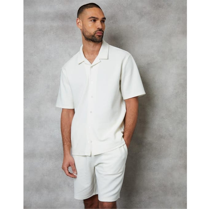 Threadbare Mannen Embley Effen Relaxed Fit Shirt (Wit)