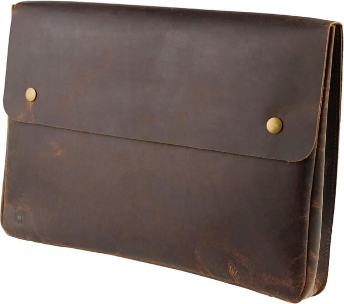 Laptopfolder van leer - Donkerbruin