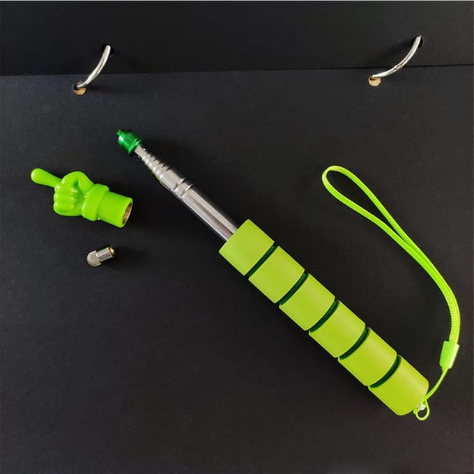 Leswijzer Stok - Visuele Hulp - Interactief Leren - Uitschuifbare Lengte - 24 cm - Zilver