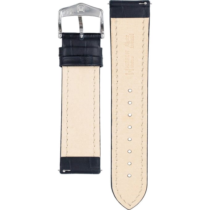 Hirsh Horlogeband -  Modena Donkerblauw  - Leer - 24 mm