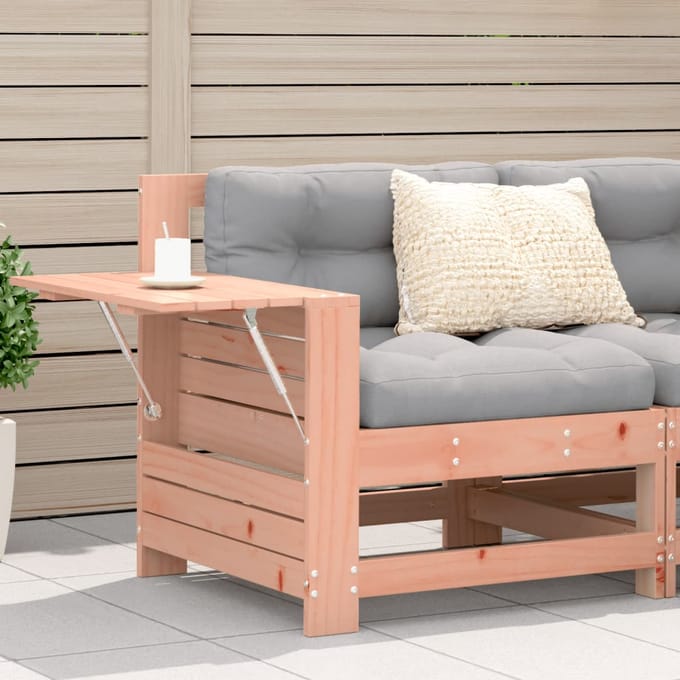 vidaXL - Tuinbank - met - armleuning - en - kussens - massief - douglashout