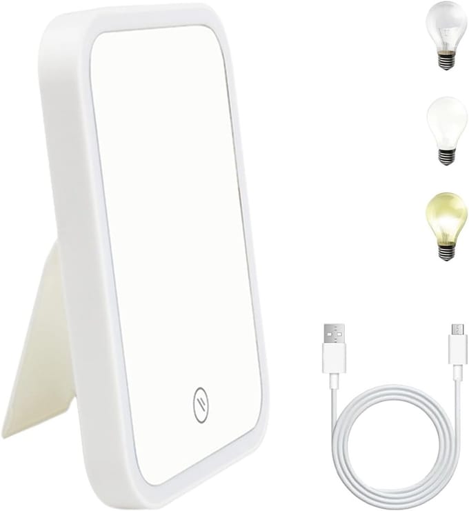 Solidchoice - Verlicht Cosmetica Spiegel met 3 Lichtkleuren en Oplaadbaar