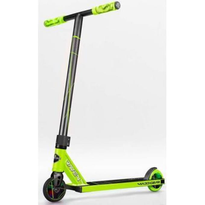 Madd Gear MG1 Raven Serie - Stuntstep - Black Green - Aluminium Deck - Stalen T-Bar