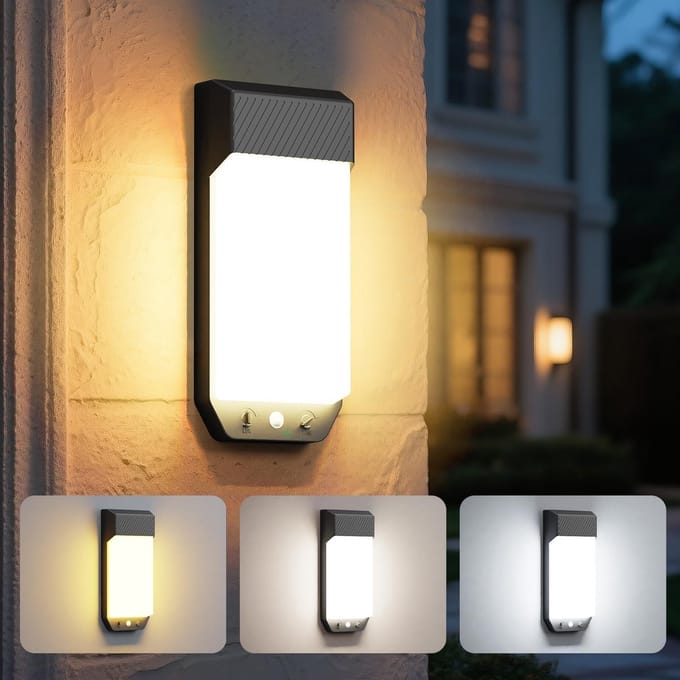 Set van 2 Buitenlampen met Bewegingsmelder en Timer in Zwart