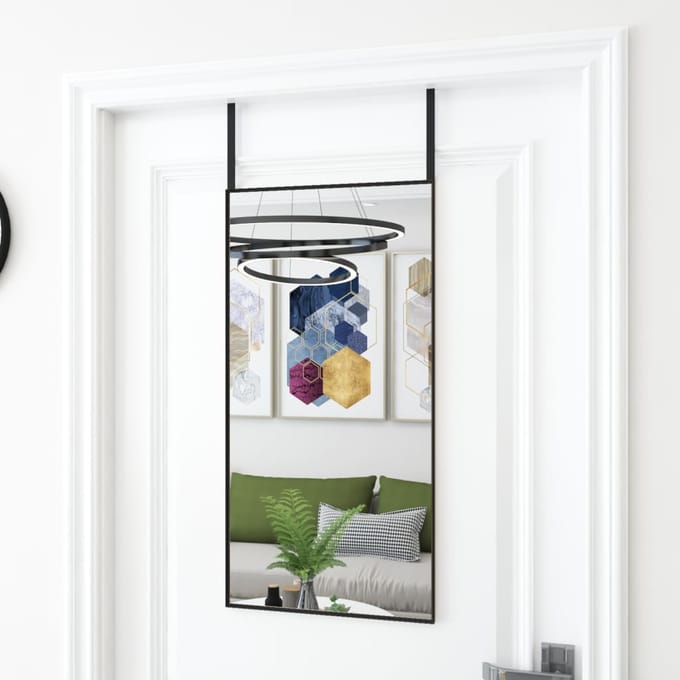 vidaXL - Deurspiegel - 40x80 - cm - glas - en - aluminium - zwart