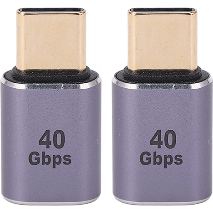 2 stuks Mini USB C Adapter 40 Gbps Recht Metaal Schaal Type C Mannelijk naar Type C Vrouwelijke Adapter Connector