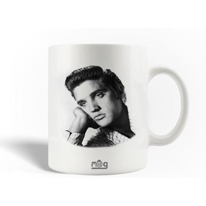 Mug en Céramique - Elvis Presley - 30cl - Blanc - Compatible Lave-Vaisselle - Hauteur 9,5cm