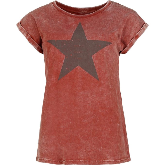 R.E.D. Rock-Engineered Design rood T-shirt met korte mouwen en sterrenprint - Dames - M
