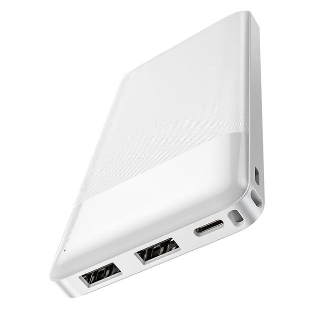 Hoco Powerbank 10.000 mAh - Compacte Snellader - 2x USB-A Output - Met LED Indicator - Wit