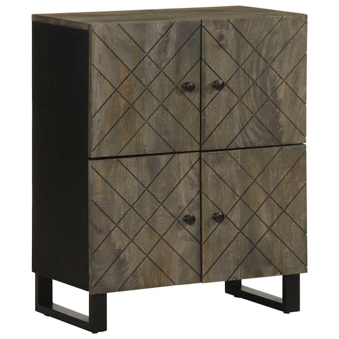 vidaXL - Dressoir - 60x33x75 - cm - massief - mangohout - zwart
